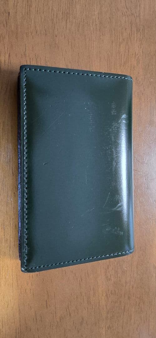 ダークグリーン レザー コードバン 名刺入れCORDOVAN(コードバン) 通し