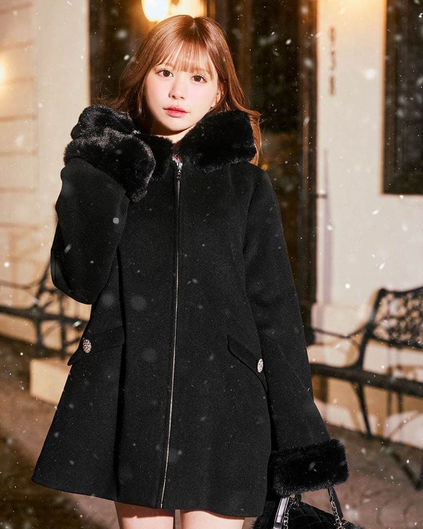 新品未使用 ミシェルマカロン 美シルエットAラインコート XS ブラック