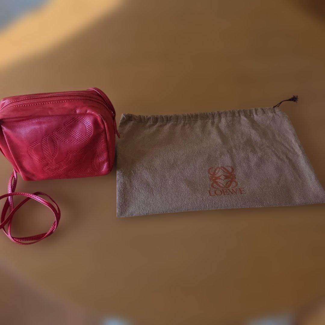 n*8様 オールドLOEWE 斜め掛け ナッパレザー レッド レザー ショルダ