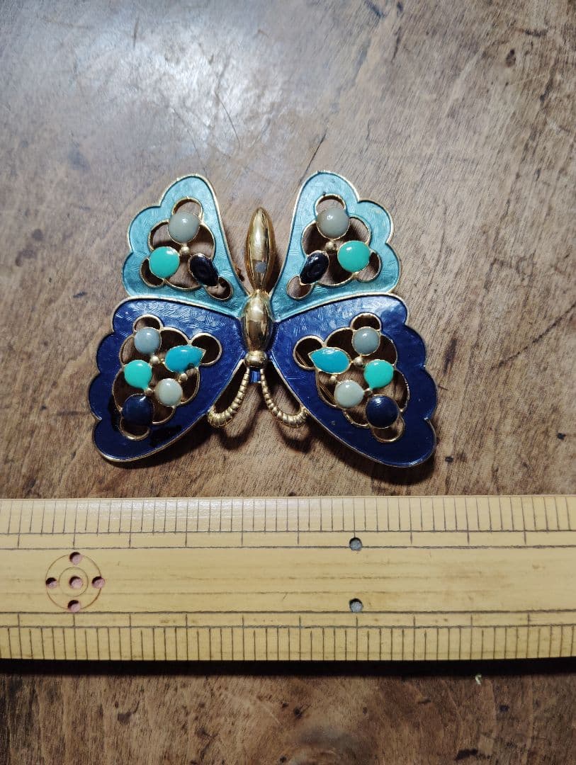 蝶々 バタフライ ヴィンテージブローチ 大 - メルカリ