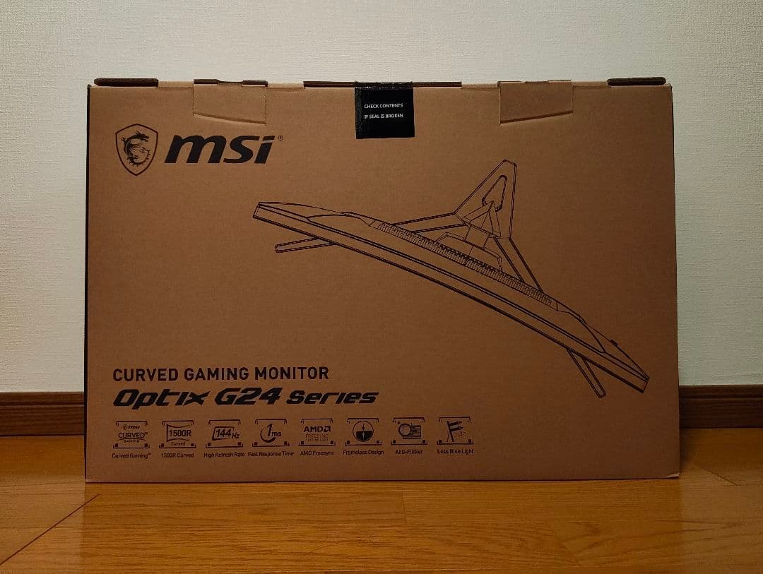 【元箱＆付属品完備】msi 湾曲24インチモニター 144Hz G24C4 MSI ゲーミングモニター Optix G24C4
