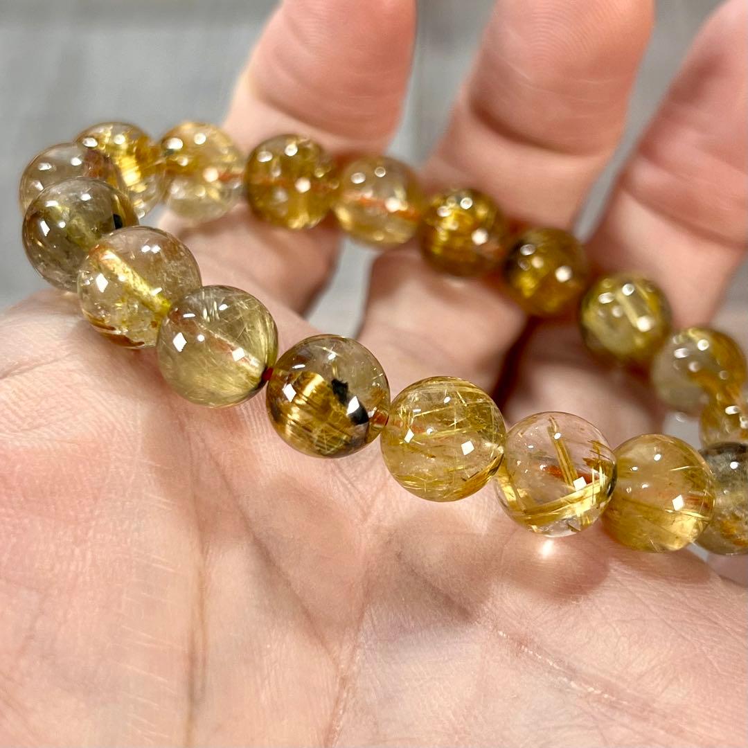 金運強太陽放射ルチルブレスレットヘマタイトルチルクォーツ29