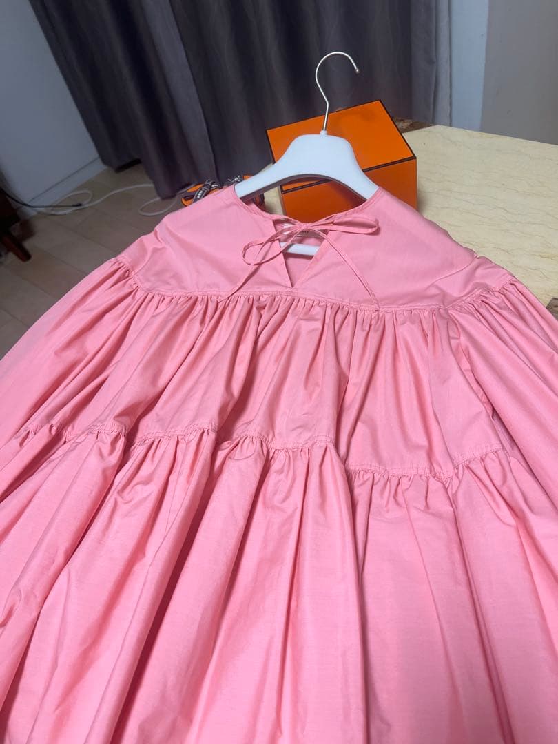 フリル付きオーバーサイズシャツ ピンク Yori