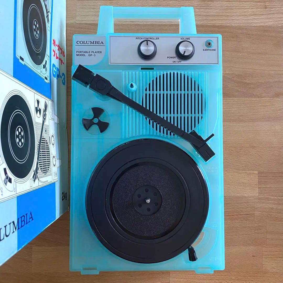 コロムビア ポータブル レコードプレーヤー GP-3 クリア×ライトブルー
