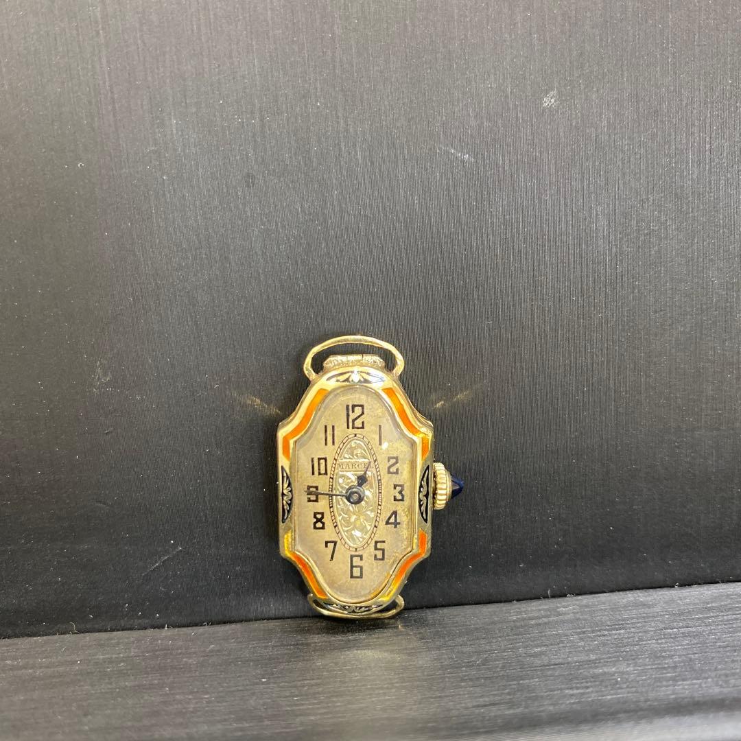 オクタゴナル型アナログ時計 ゴールド K10 スイス製手巻き時計(バンド無し)