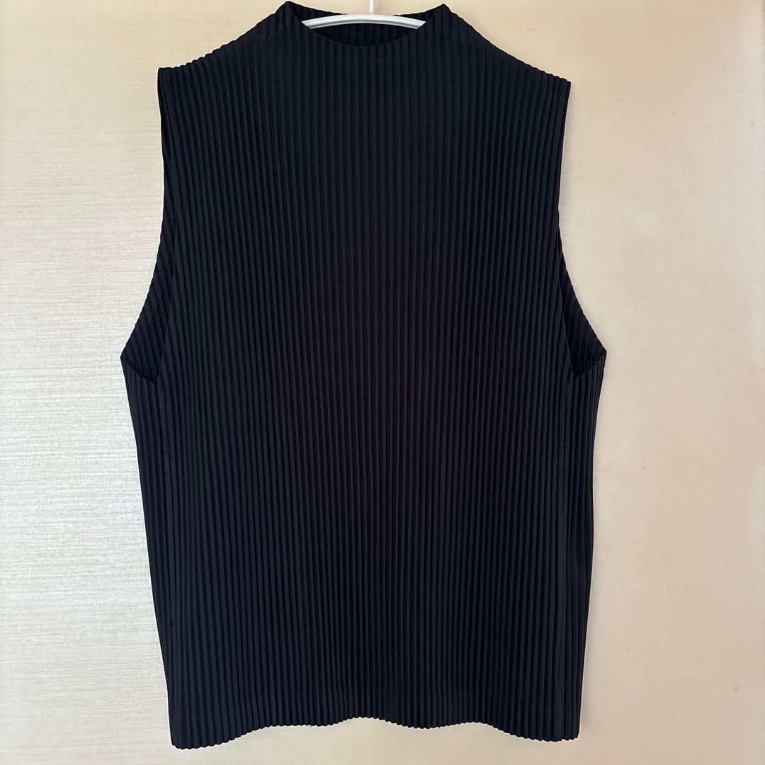 オムプリッセ ノースリーブトップス 黒 ISSEY MIYAKE - 極美品 オムプリッセ イッセイミヤケ HOMME PLISSE