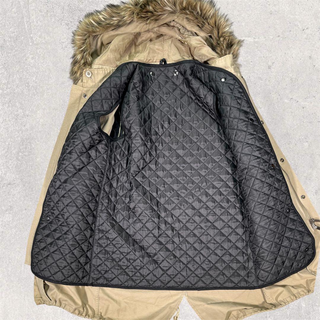 ▽クリスチャンダダ モッズコート レザー切替 M ライナー ファー Y2K