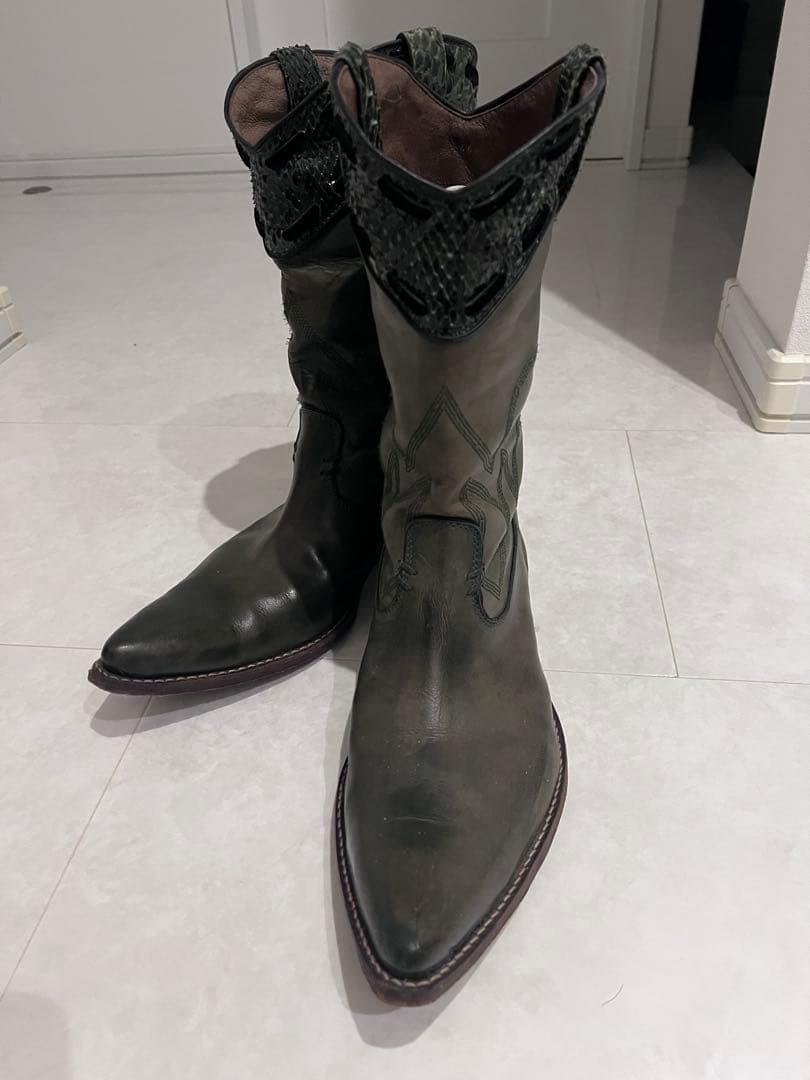 IZREEL ウエスタンブーツ 緑 44