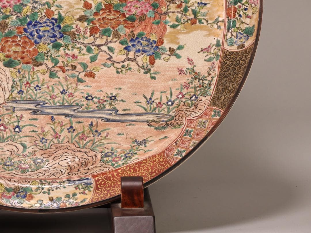 BK439 庄三造 古九谷青手 飾皿 二重角福 共箱 大皿 直径58㎝ - メルカリ