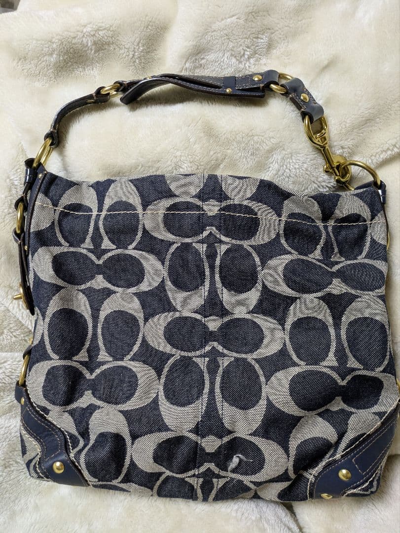 COACH ワンショルダーバッグ デニム風 ネイビー　美品 COACH（コーチ） バッグ トートバッグ ショルダーバッグ デニムバッグ