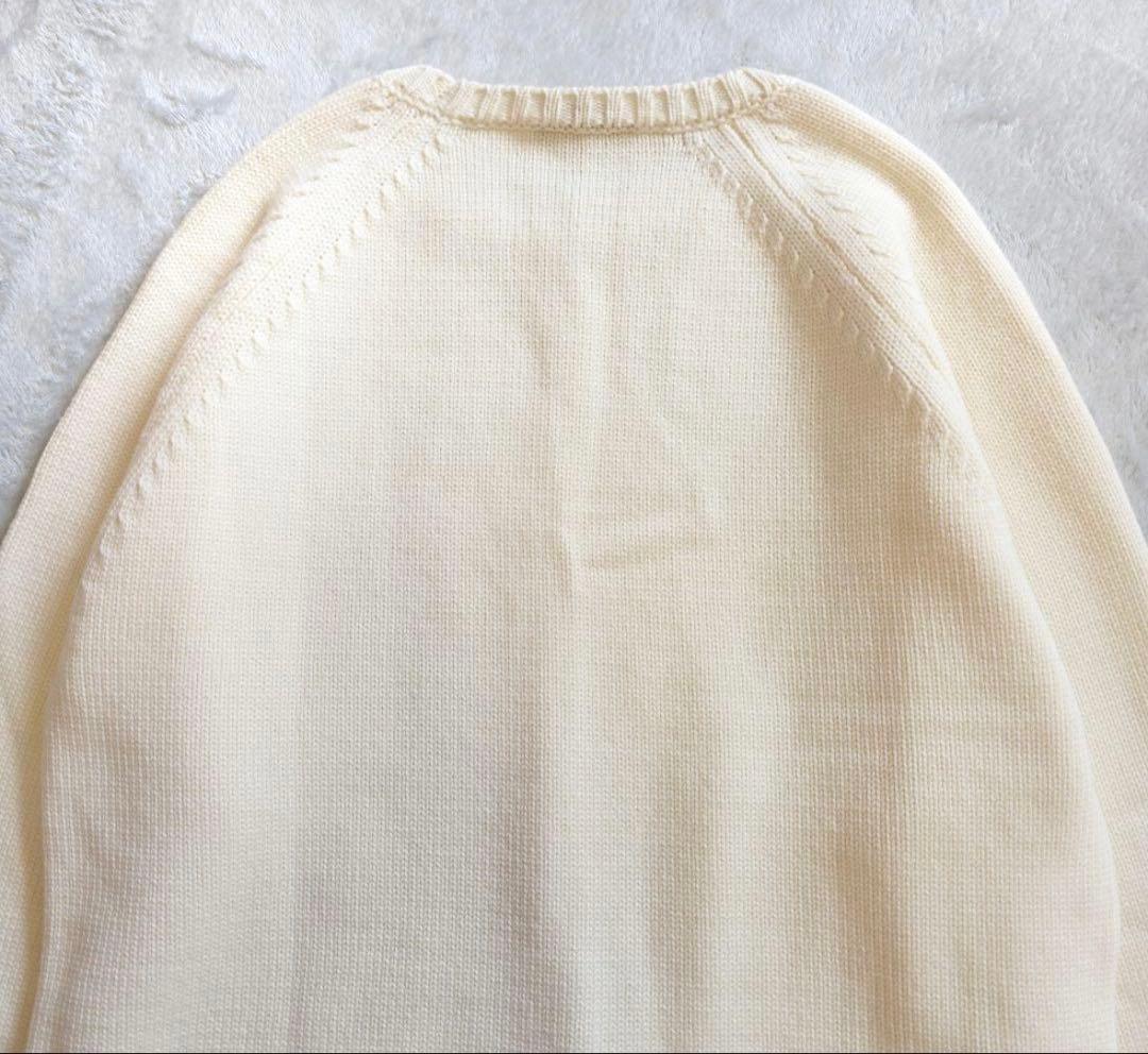 美品 ZANONE ラグランスリーブ アイボリー セーター 50 クルーネック