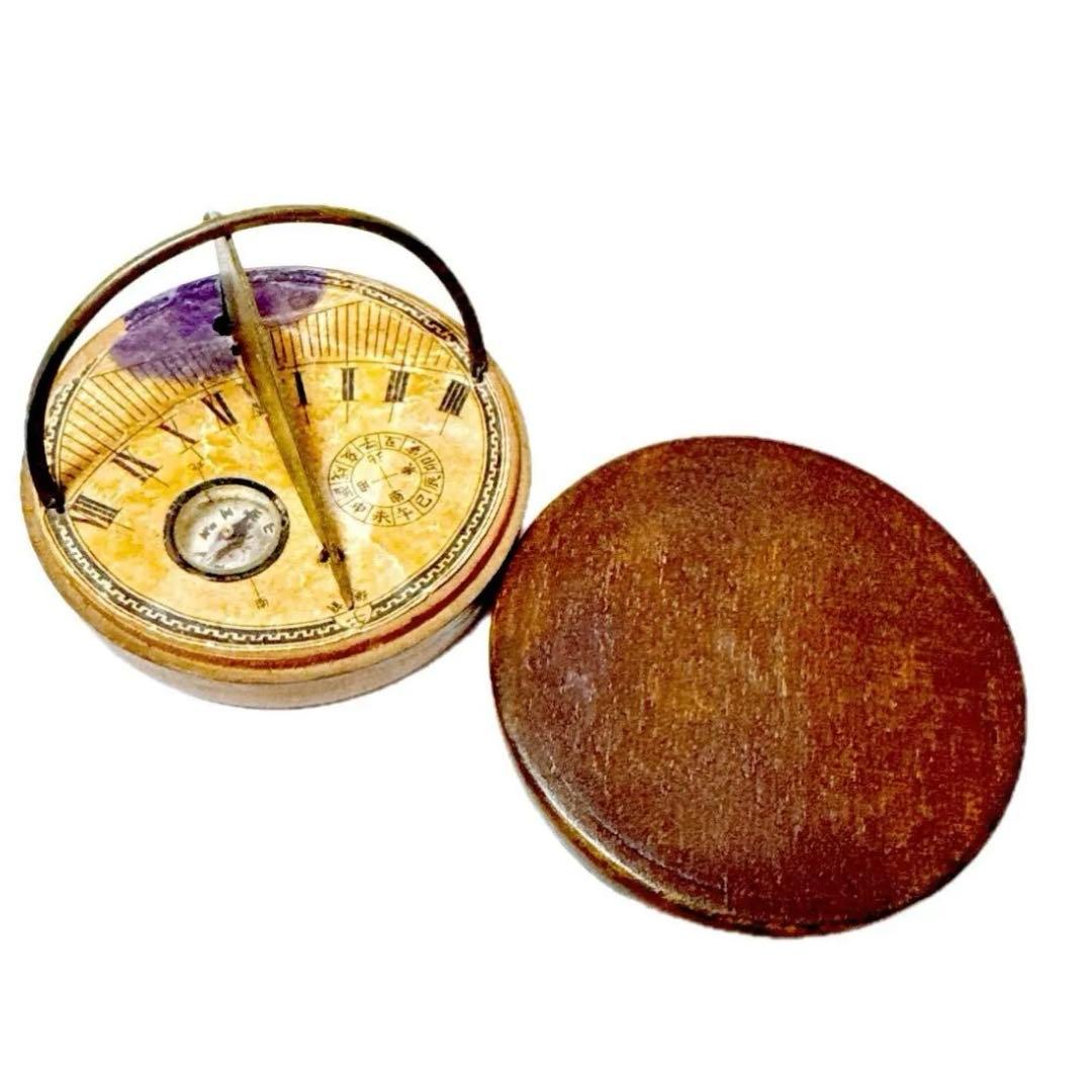 携帯日時計 明治時代 大正次代 方位磁石 コンパス 当時物 骨董品