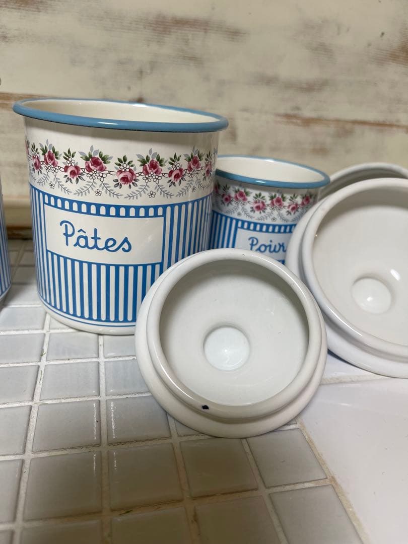 ホーロー キャニスター 花柄 ブルー 5個セットの通販はau PAY