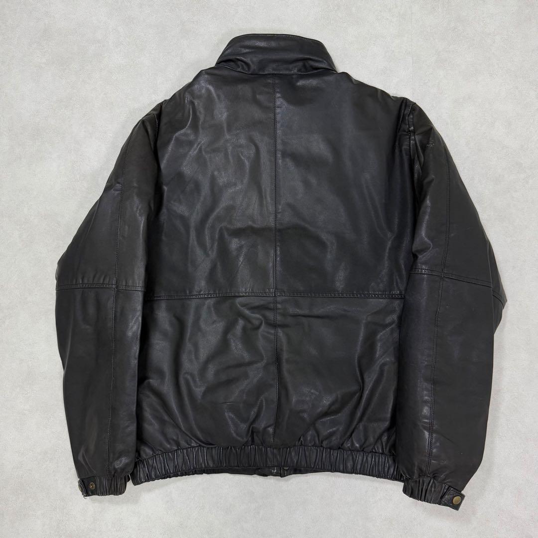 古着 80s 黒タグ エディーバウアー レザー ダウンジャケット ブラック