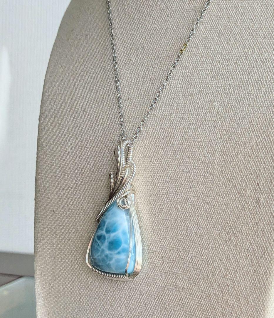 専用】Silver925ラリマー❅ワイヤーアートペンダントトップ