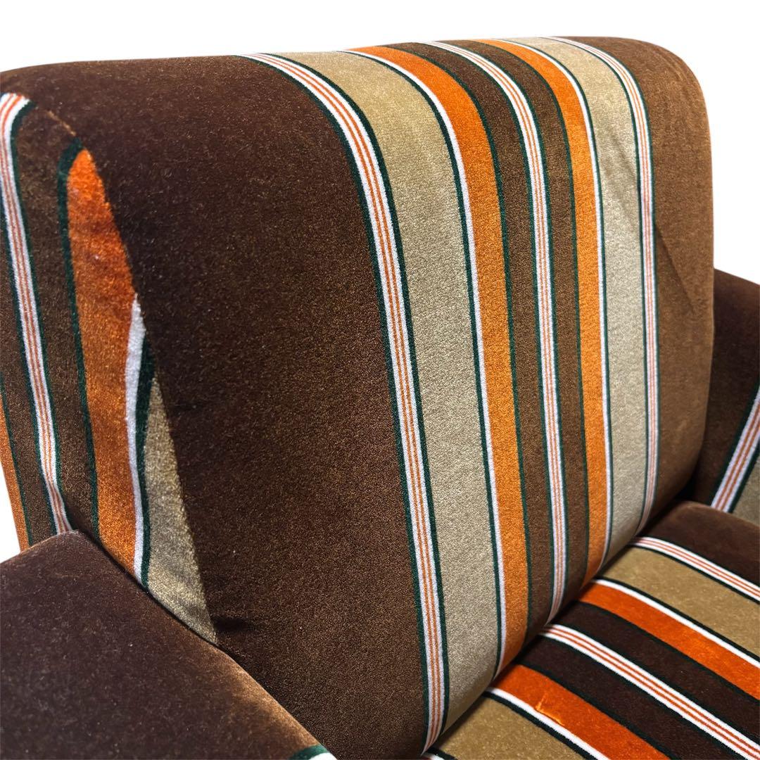 レトロ】モケットストライプ ソファ チェア 1人掛 たのメル便 - メルカリ