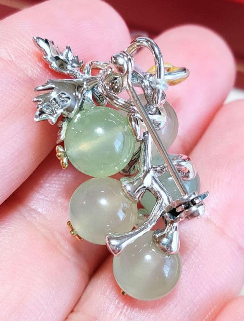 未使用品 碌山 葡萄 サーペンティン ホワイトトパーズ シルバー