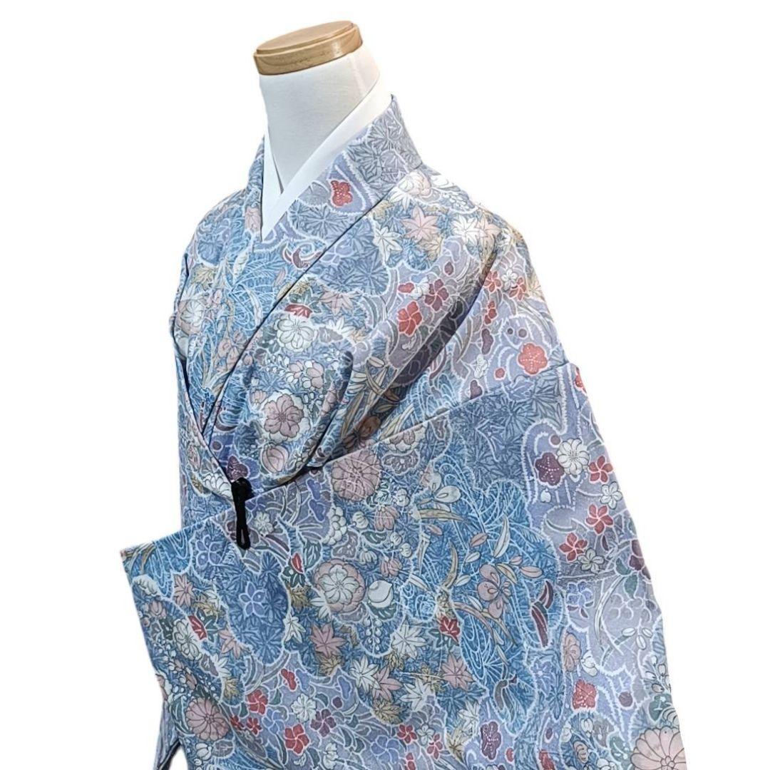 華 洗える着物 小紋 辻ヶ花 トールサイズ 水色 紫 - メルカリ