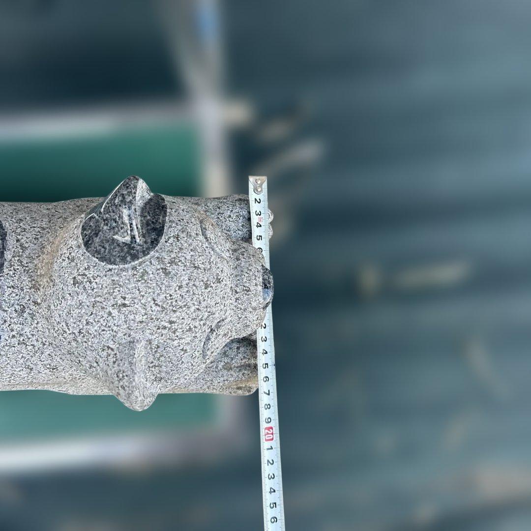 天然御影石 犬モチーフ石彫 水鉢・花器 置物 庭園装飾