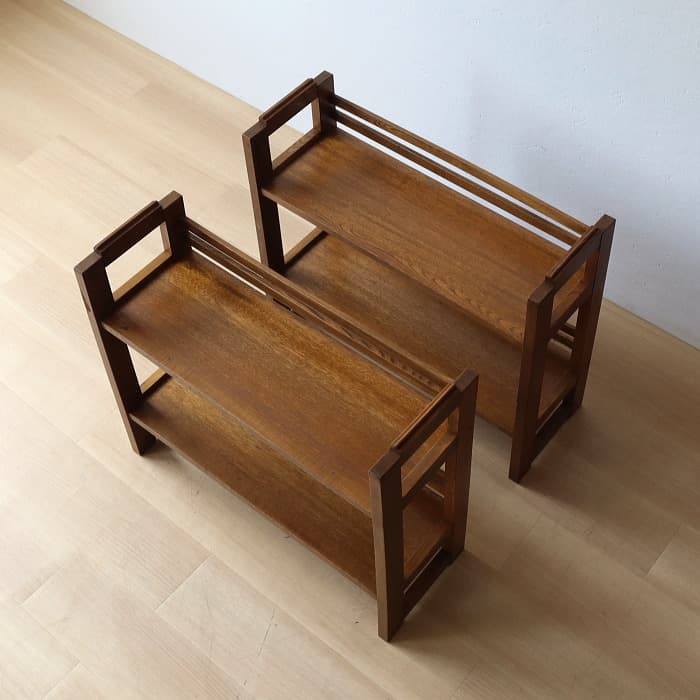 アンティーク 上下分割 本棚 書棚 無垢材 収納棚 古家具 ラック