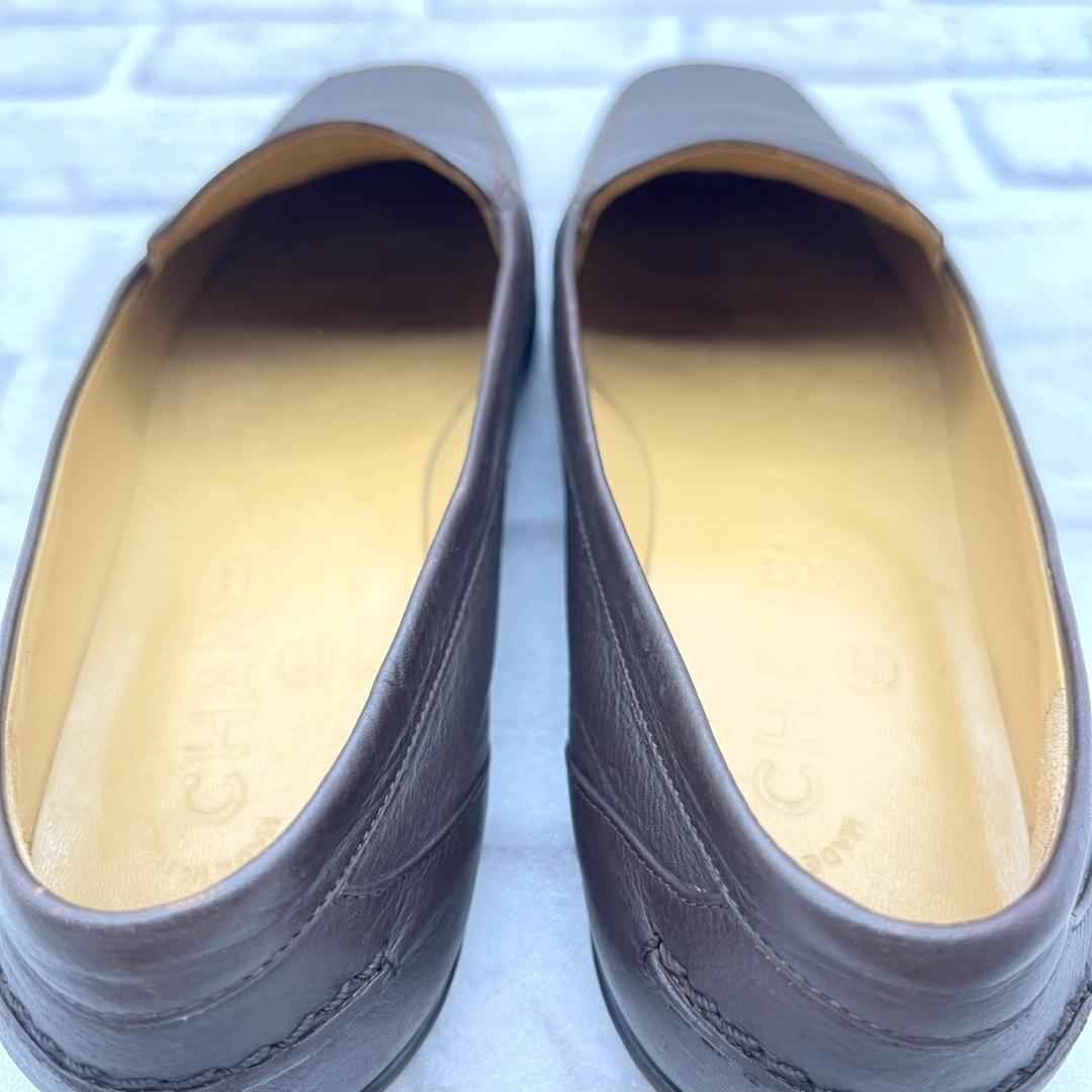 美品 シャネル パンプス ココマーク ロゴ金具 ブラック 23.5cm