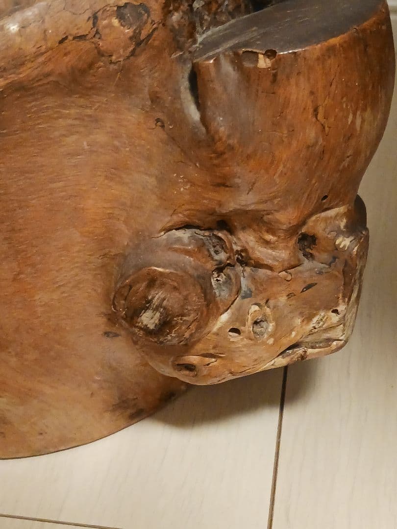 唐木 天然木 切り抜き 切り株 瘤 火鉢 時代物 明治期～大正 根木