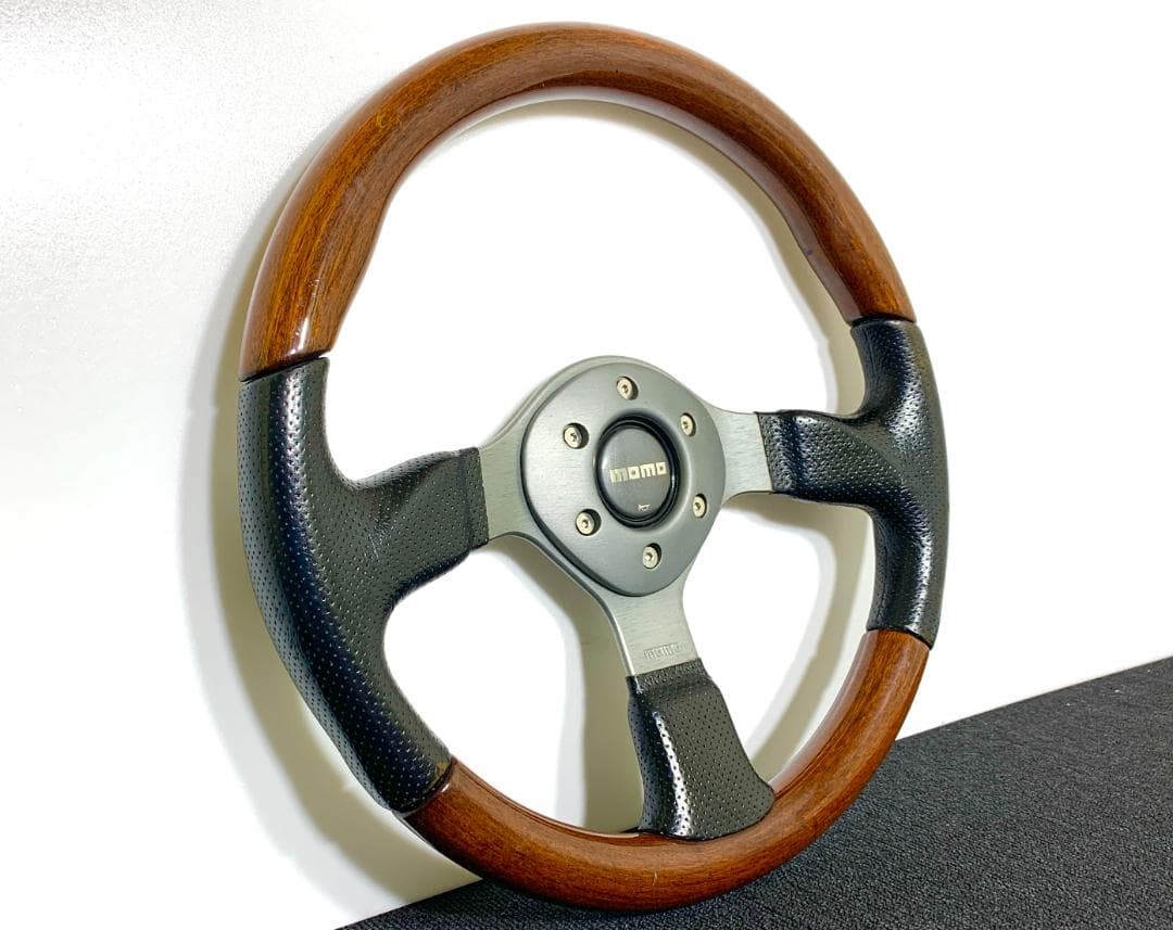 モモ ファイター ホーンボタン＆リング付 レザー＆ウッド 旧車 希少 廃