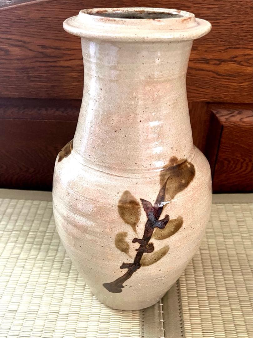 浜田庄司(濱田庄司) 鐵絵花瓶 28.5cm 共箱 鑑定済　益子 人間国宝 鉄絵