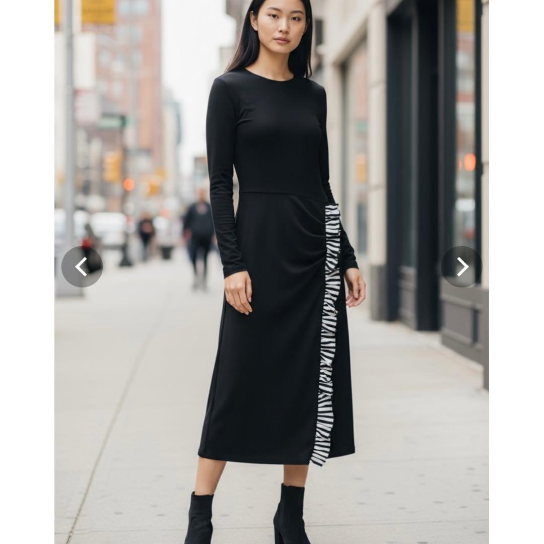 ボーダーズアットバルコニー ウィークエンドフリル ワンピース 36