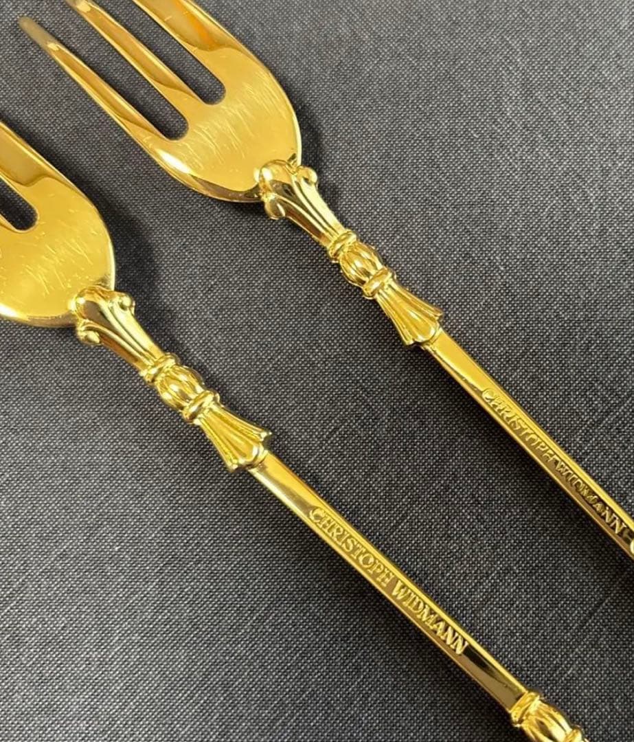 クリストフウィドマン 24金 デコラクラッシック ティーフォーク 6本 訳