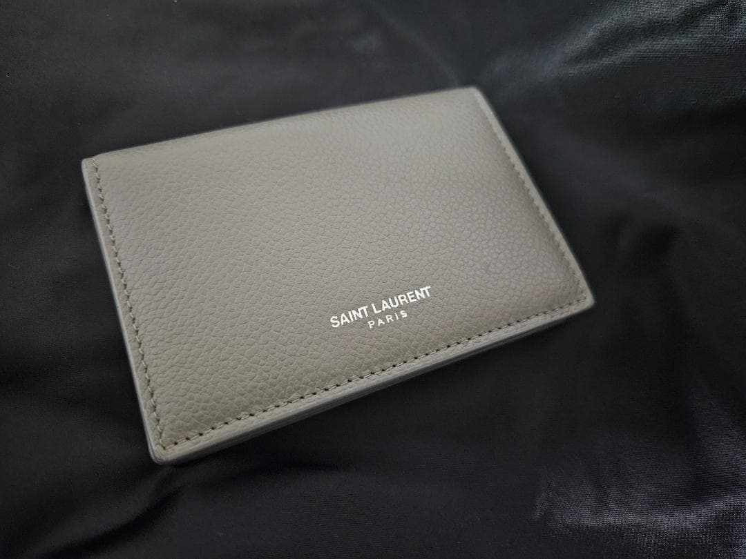 SAINT LAURENT グレー 名刺入れ サンローラン名刺入れ グレーブラウン系 レディース カーフ カード