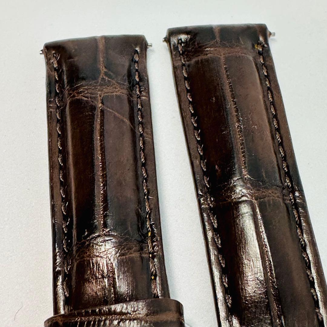 2092#19mm-16mmダークブラウン☆本物クロコダイルベルト☆スイス製