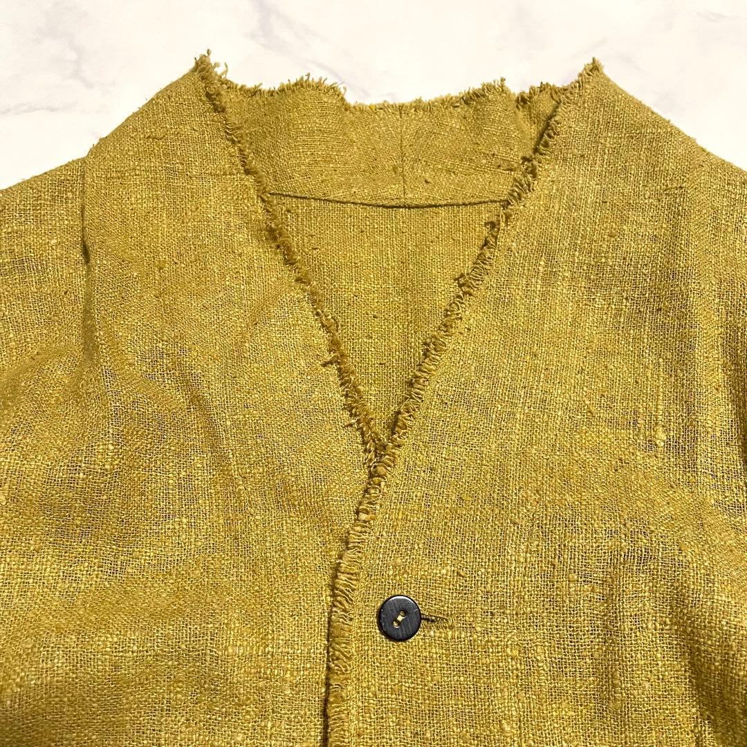 ヨーガンレール 絹 シルク ネップ カーディガン マスタードイエロー