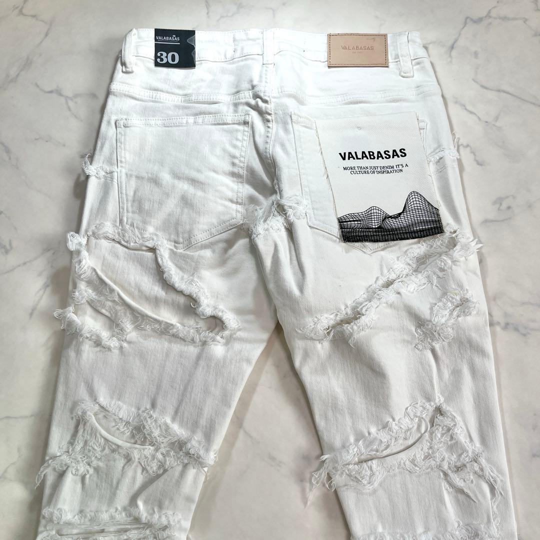 valabasas バラバサス クラッシュスキニーフレアデニム ホワイト 30