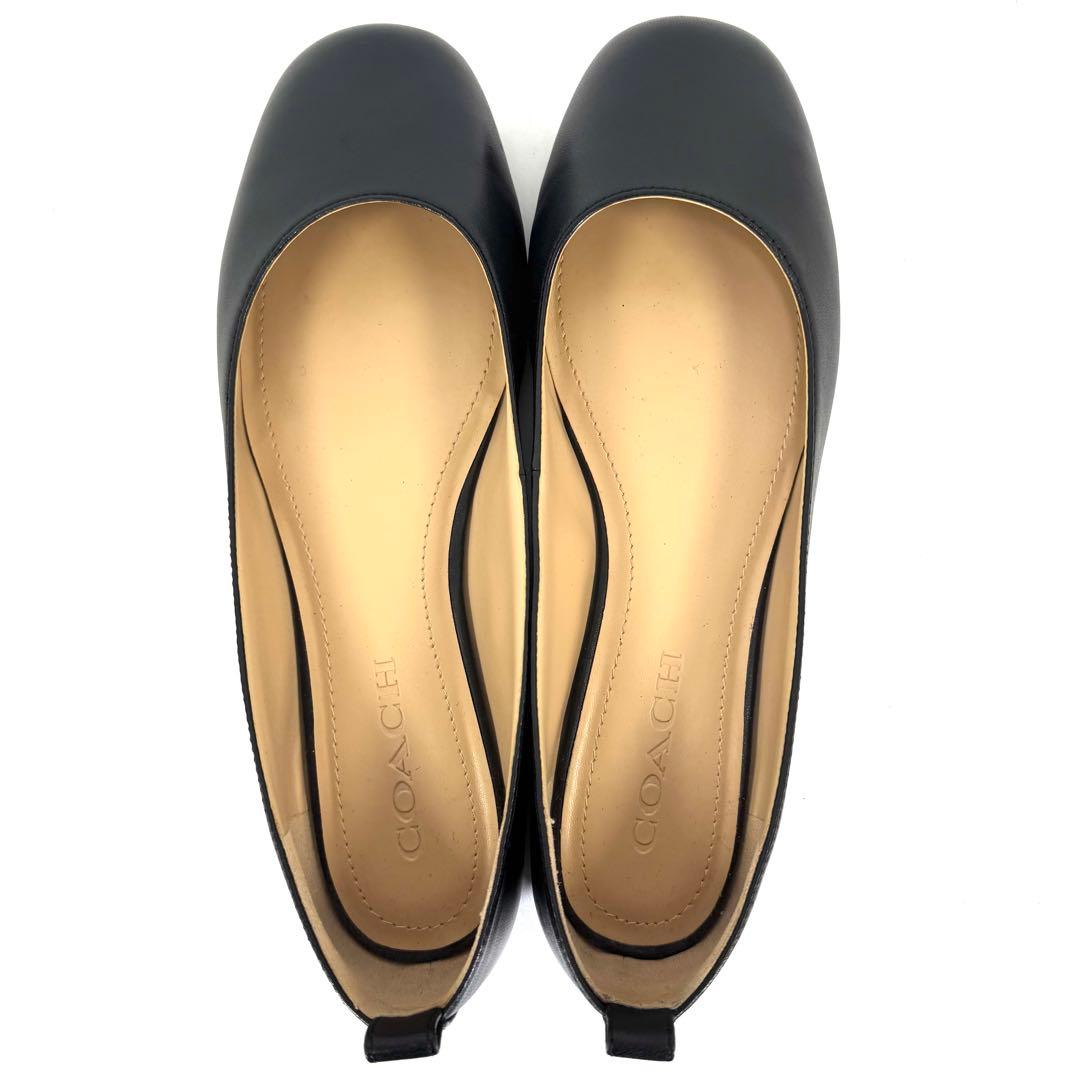 【未使用級】COACH コーチ フラットシューズ レザー ブラック 24.5cm