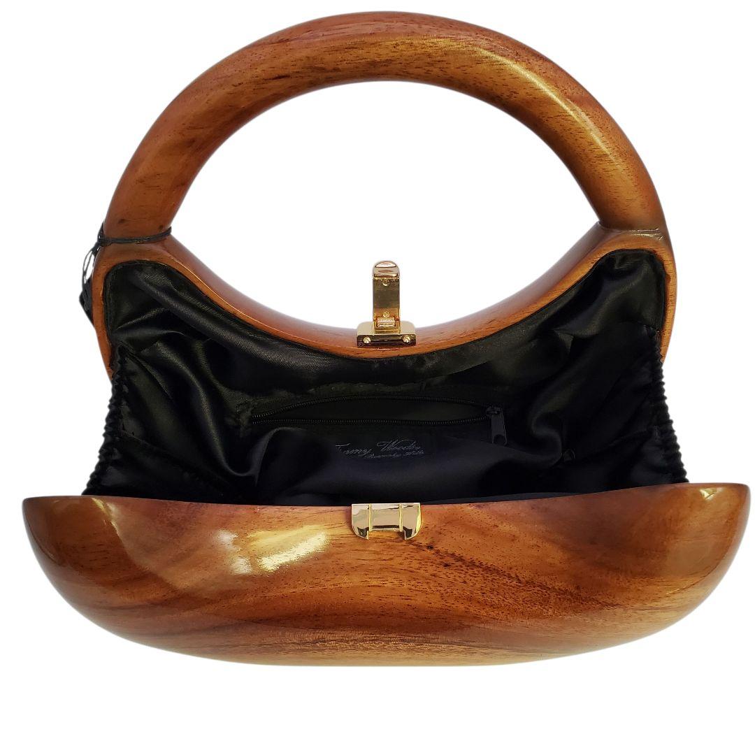 極美品 ティミーウッズ 木製 ハンドバッグ アカシア 天然木 希少 レア