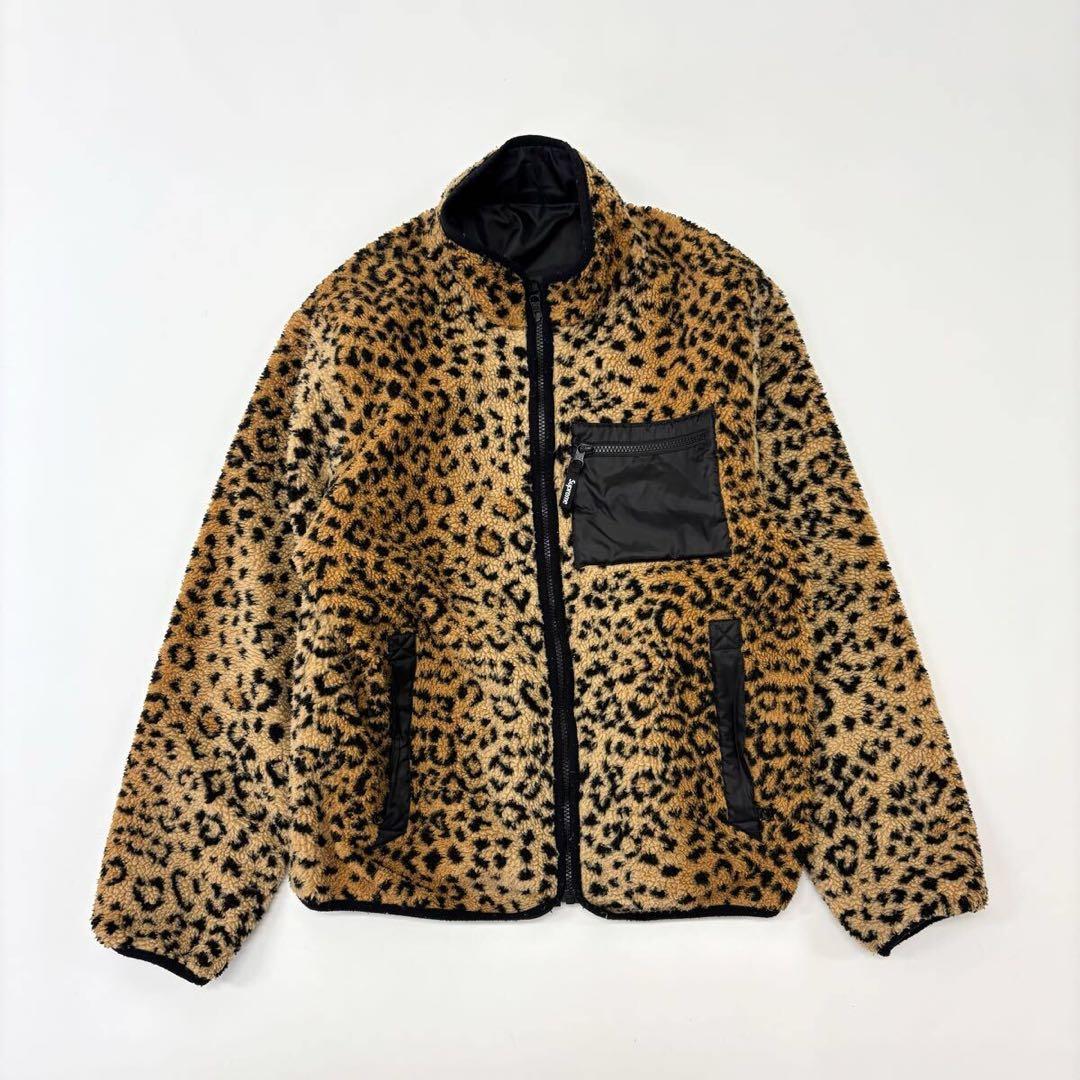 17aw 名作 Supreme レオパード フリース リバーシブル ジャケット