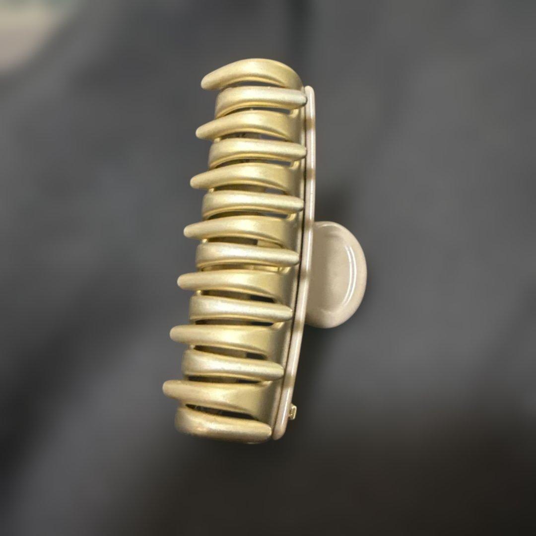 ベージュ ストーン装飾 ヘアクリップ 中型 - ヘアアクセサリーどこで