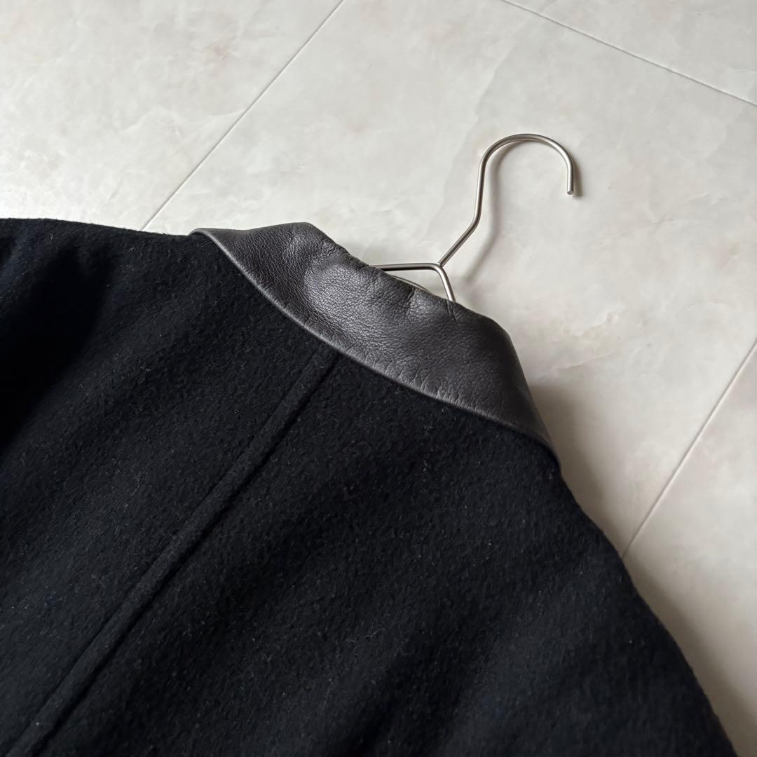tricot COMME des GARCONS 襟レザーウールコート 黒L相当 - メルカリ