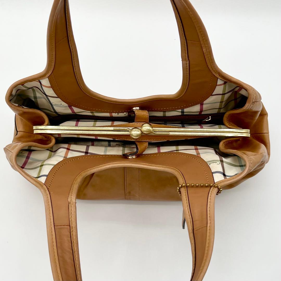 COACH エルゴ プリーテッド フレーム サッチェル がま口 レザー