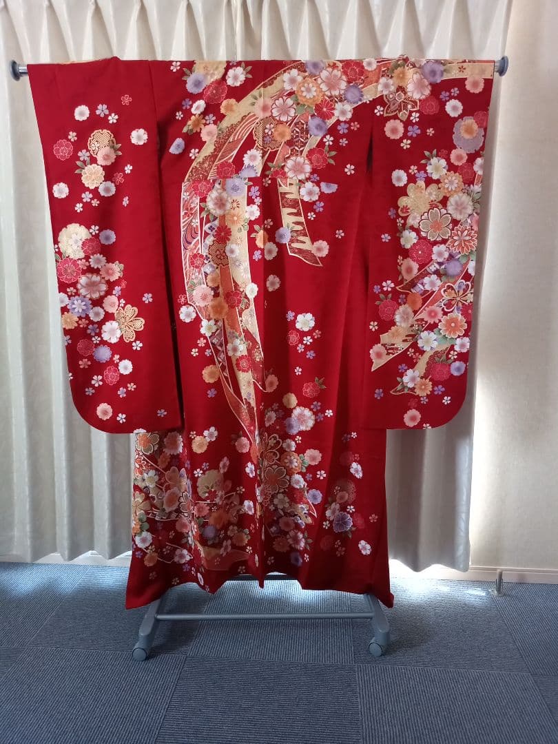 ★れもんざめ様★【京都きもの友禅】振袖赤＋着物帯 ☆れもんざめ様☆【京都きもの友禅】振袖赤＋着物帯 - メルカリ