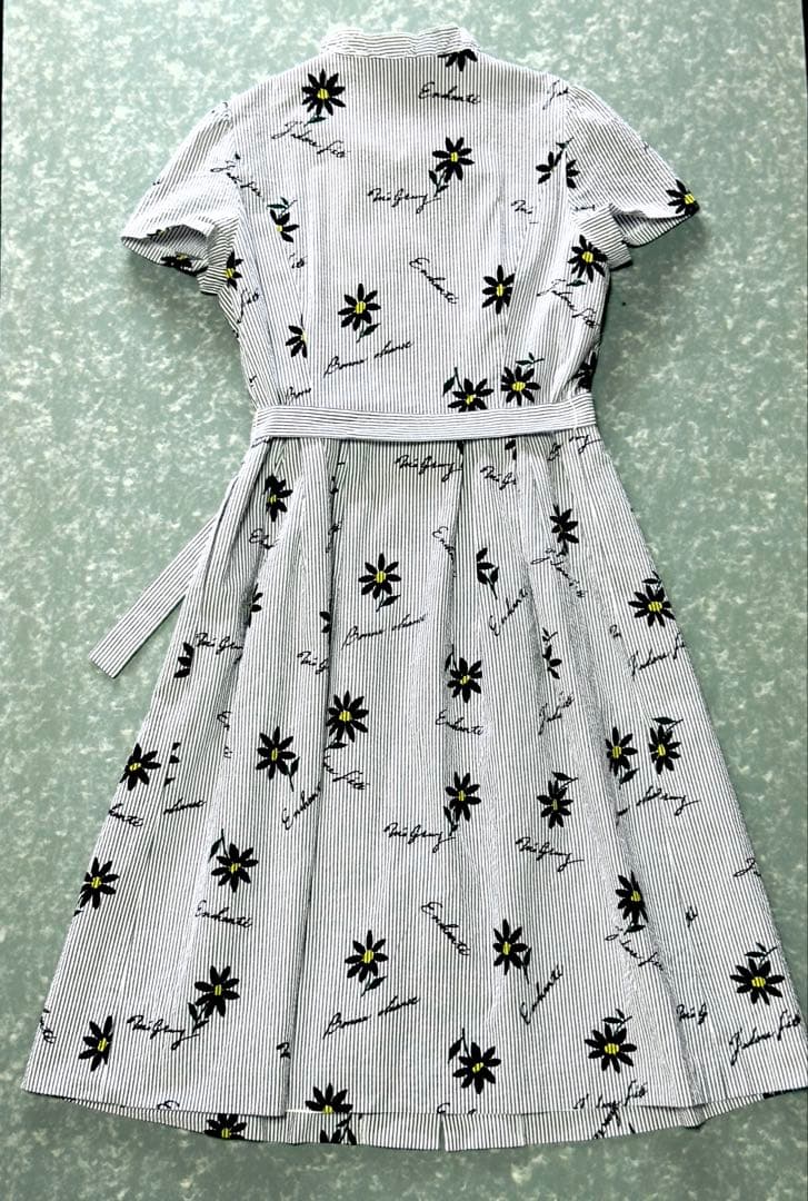 M'S GRACY エムズグレイシー花柄ストライプ半袖ワンピース 42 XL中古