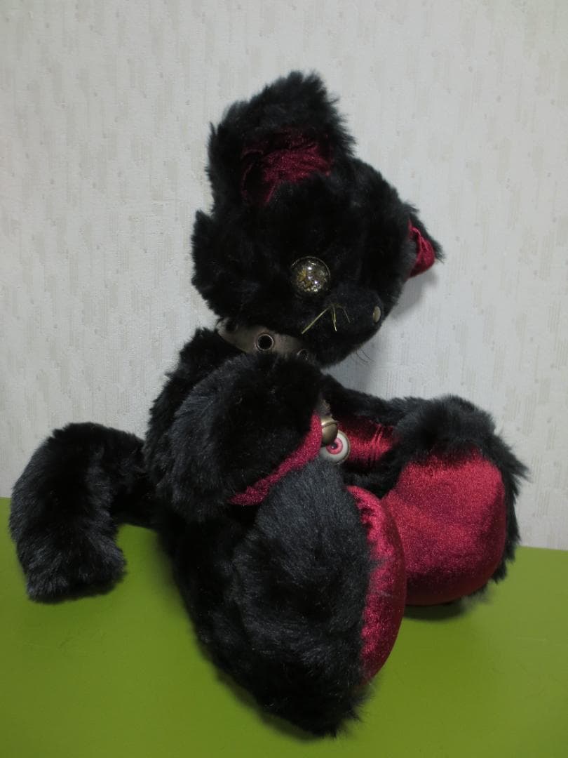 ハンドメイド スチームパンク黒猫 55㎝ ネコ 猫又ぬいぐるみ BIG