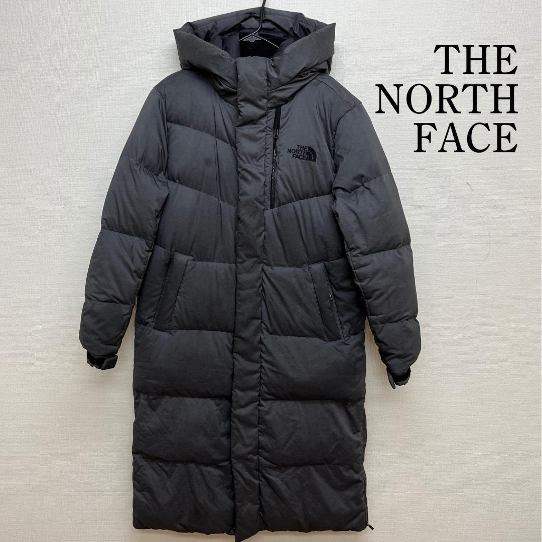 レア》ノースフェイス フード付きロングダウンコート メンズ グレー M
