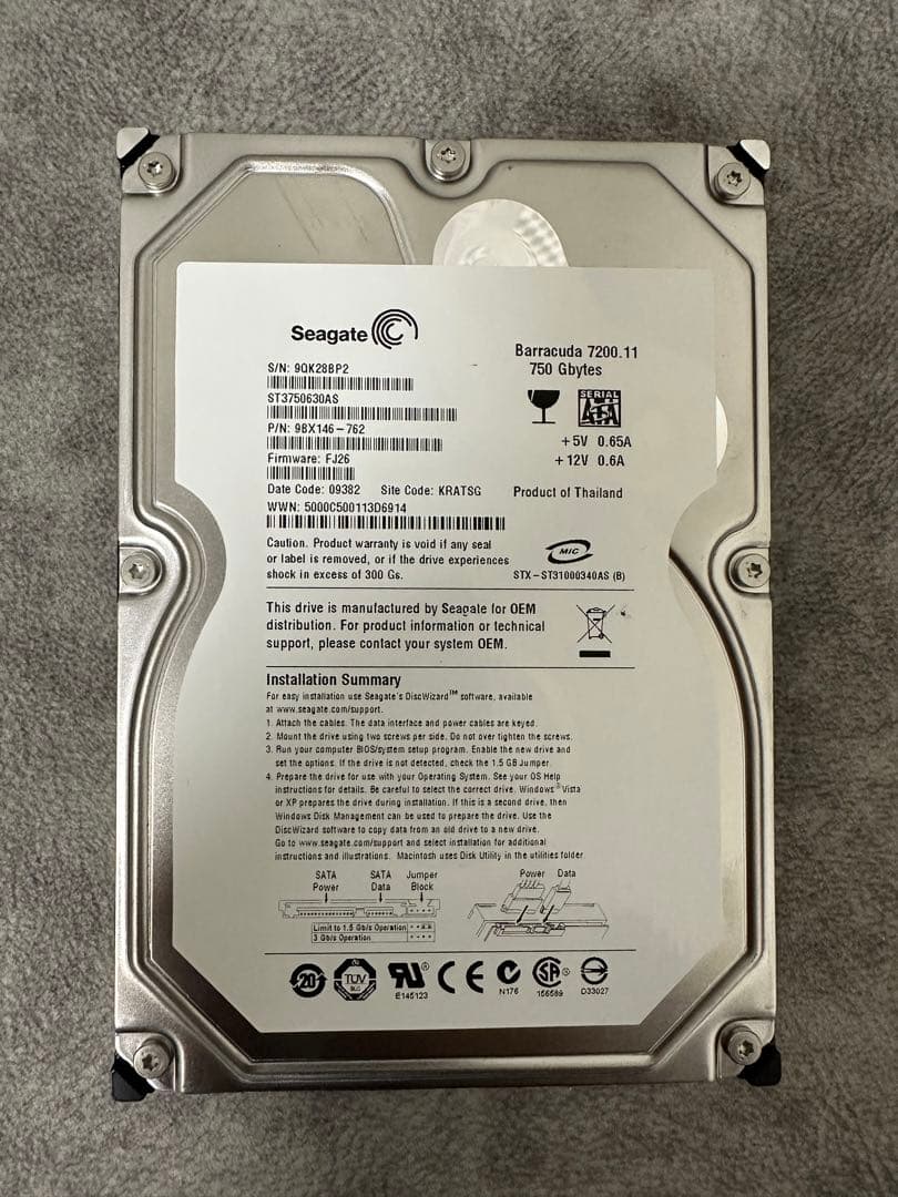 外付けハードディスク・ドライブ Seagate Barracuda 7200.11 750GB Seagate Barracuda 7200.11 750GB HDD ジャンク - メルカリ