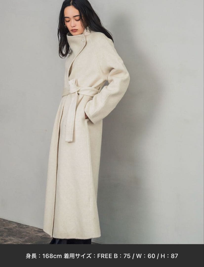 ウールコート スタンドカラーロングコート 名品コート／日本製】ウール100％スタンドカラーロングコート