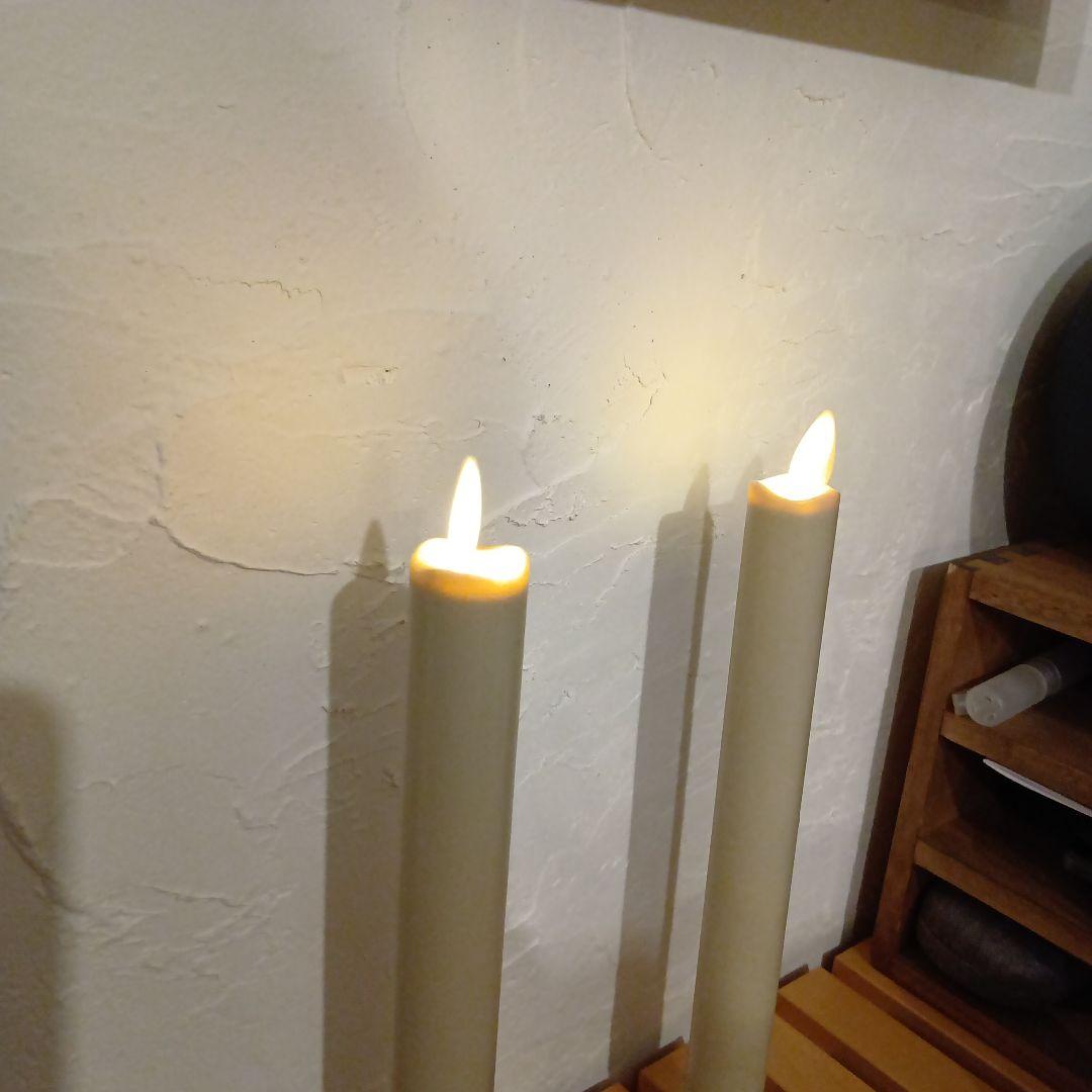 LEDキャンドル ルミナラーテーパー2本セット リモコン＆スタンド付き