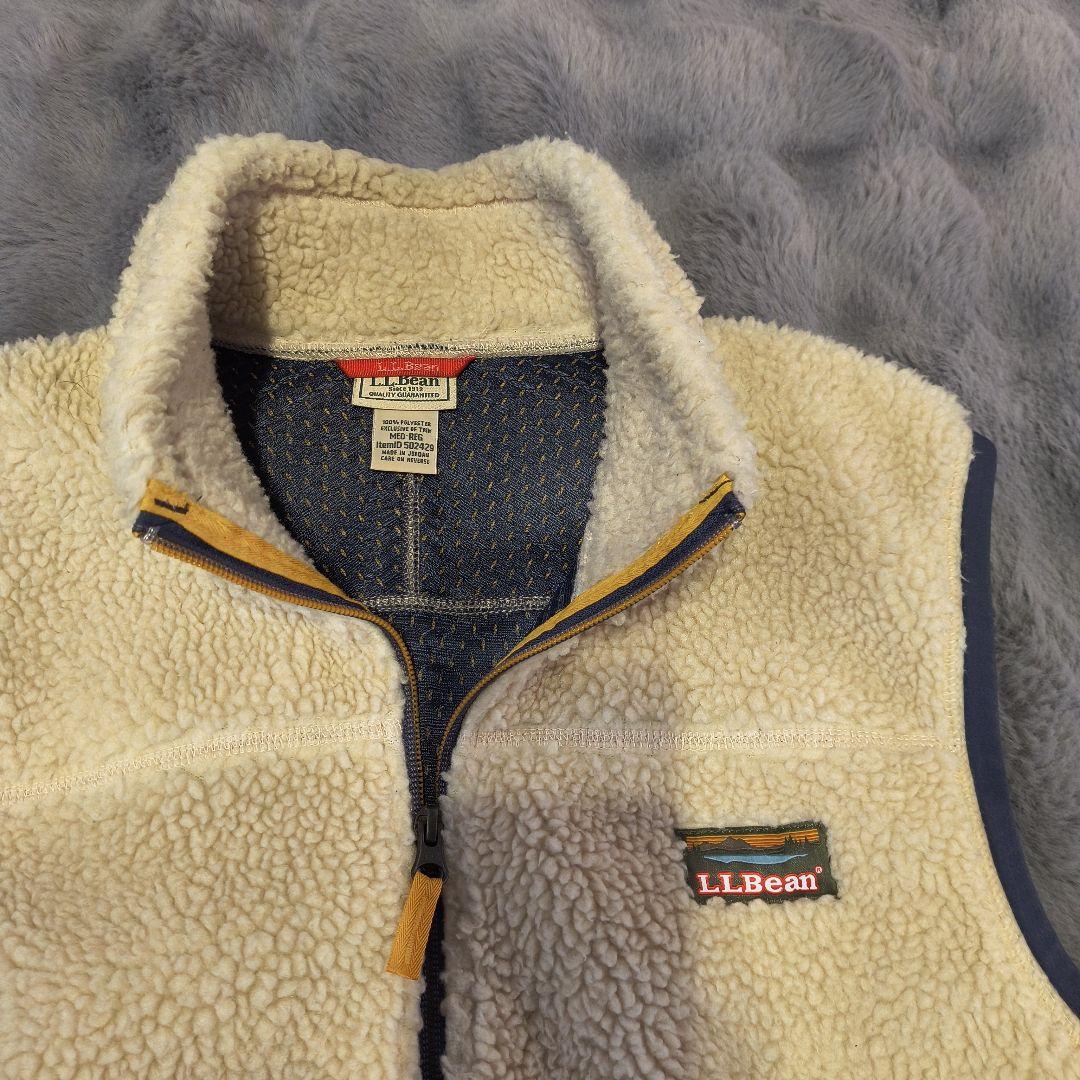 LL.Bean ジップアップベスト M ボア フリース クリーム色 LL.Bean ジップアップベスト M ボア フリース クリーム色