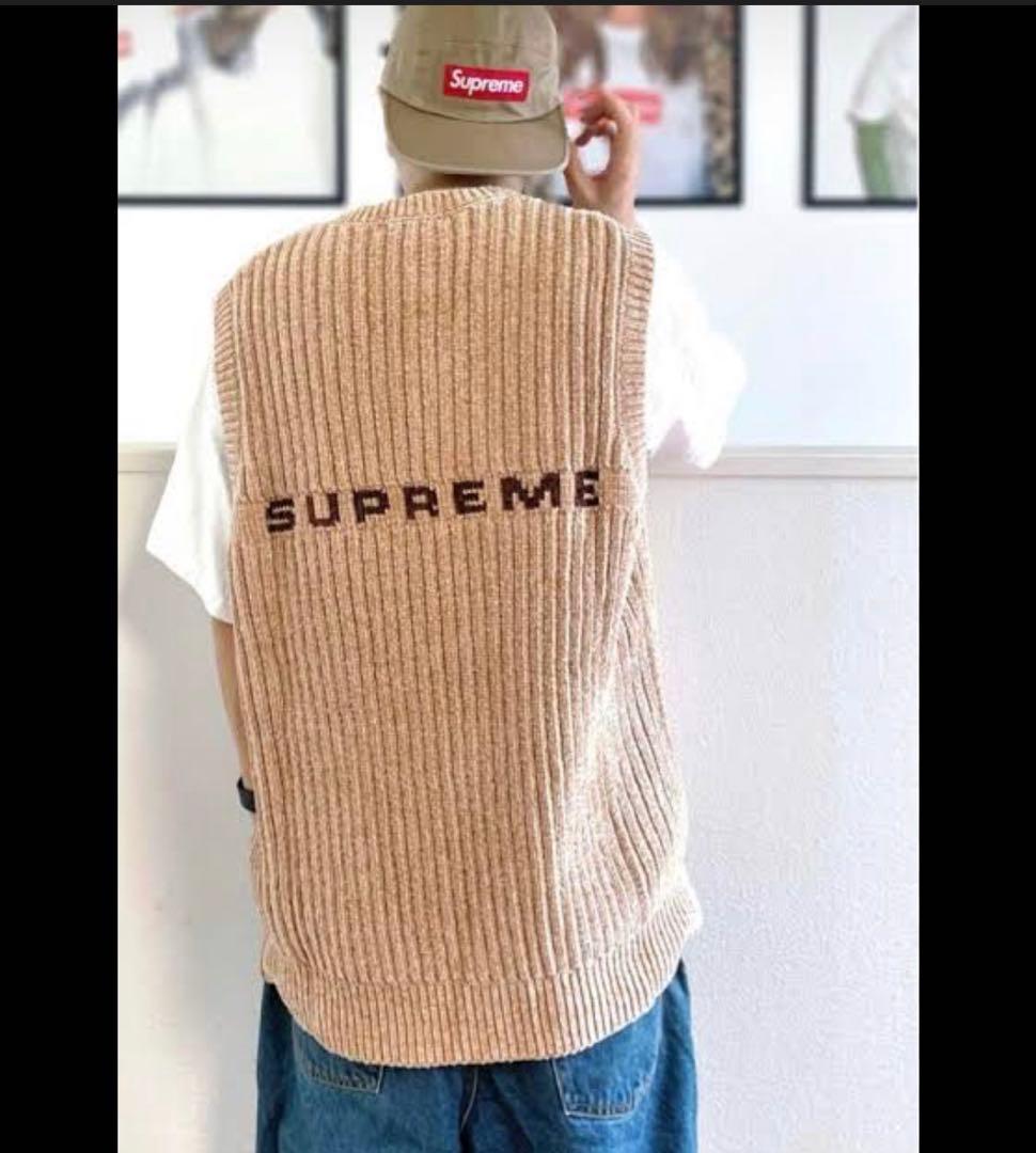 トップス Supreme Chenille Sweater Vest M Supreme】Chenille Sweater Vest☆Beige☆24FW☆ (Supreme/ベスト