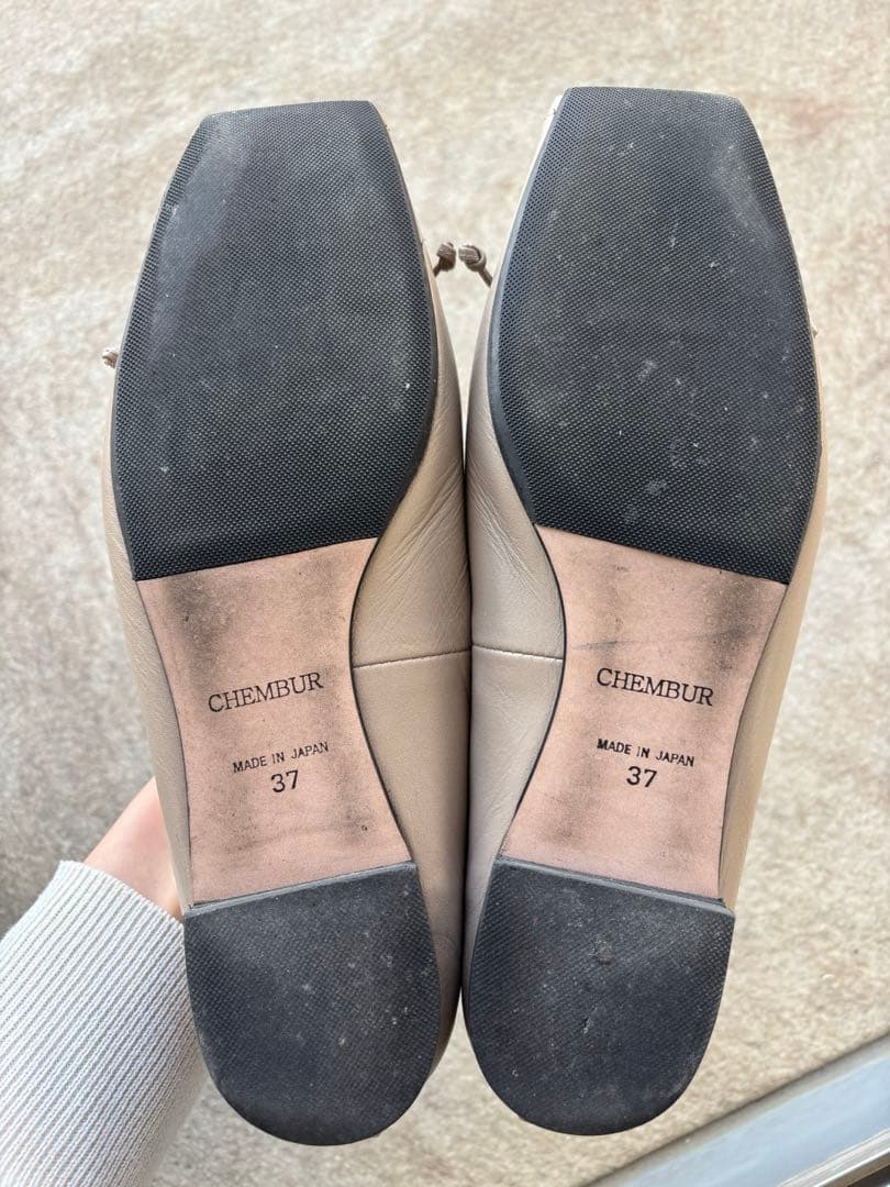 CHEMBUR ベージュレザー フラットシューズ 37 CHEMBUR